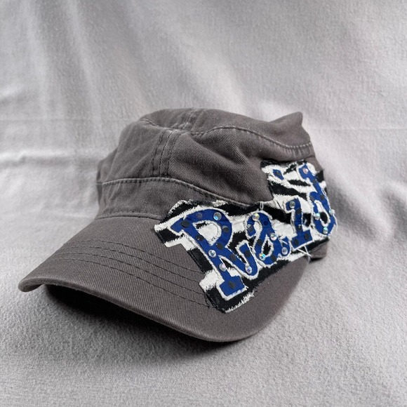 Raiders Hat Cap Womens Adjustable Gray Cadet Army Cap Rhinestones‎ Logo Patch - Picture 11 of 11